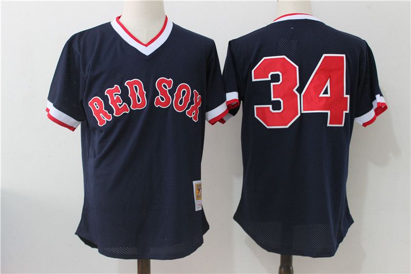 Men Boston Red Sox #34 David Ortiz Mesh Throwback MLB Jerseys